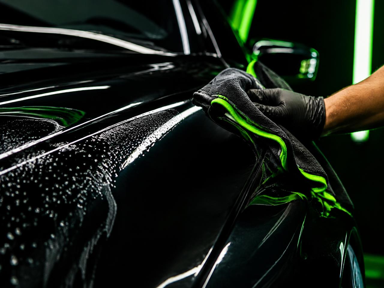 Hand polishing glossy black paint